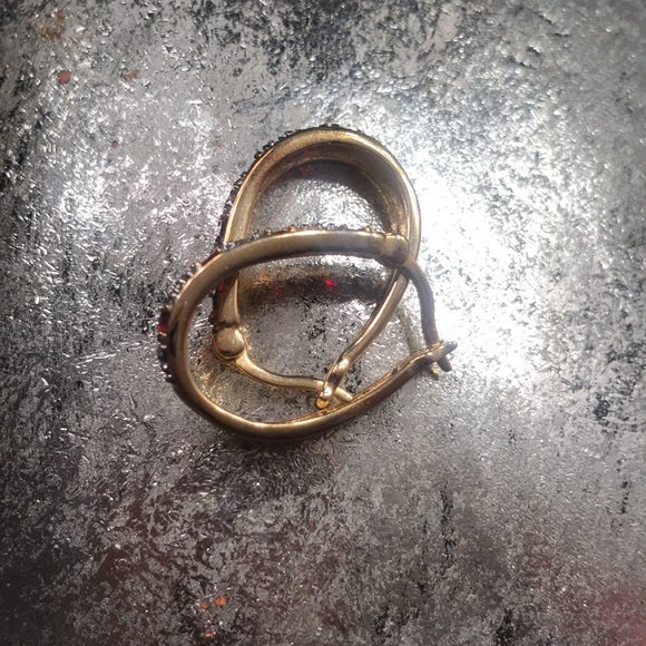 Premier Design 925 Gold Plated Ruby Hoops - Picture 2 of 6